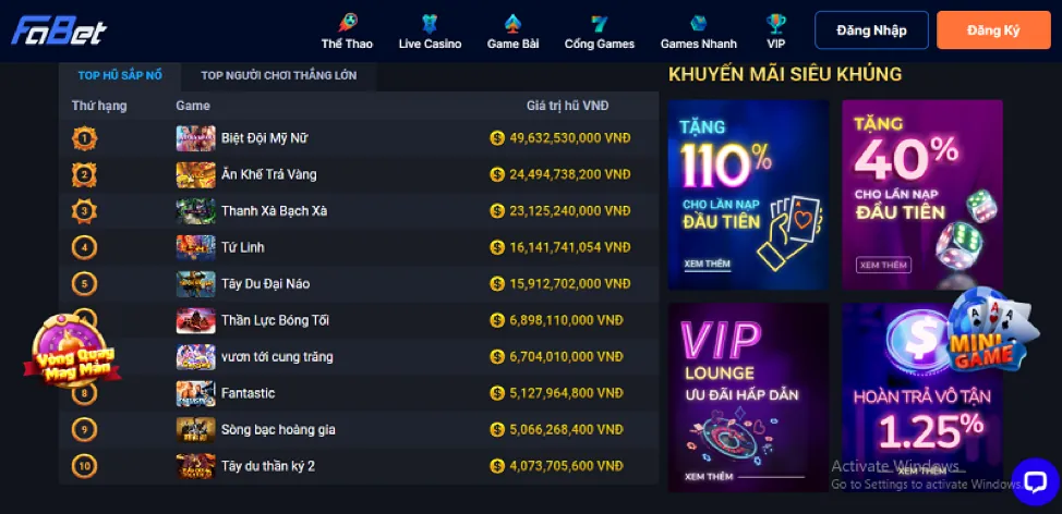 Nội thất sòng bạc sang trọng của 6ffvip nhà cái